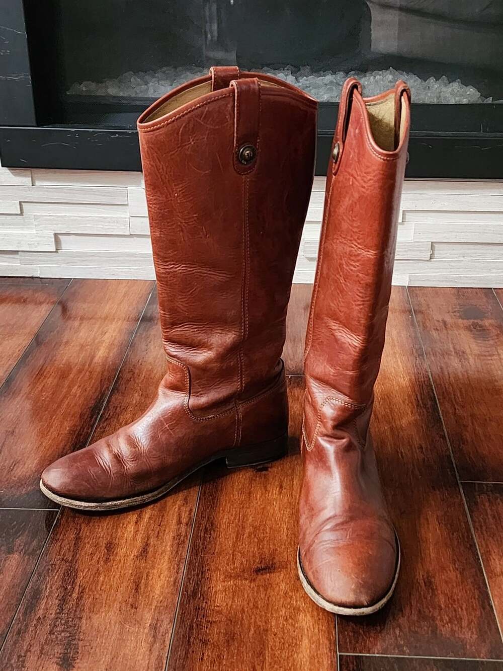 Frye Melissa Riding Boots Size 9 B Cognac Brown Leather Tall Knee High